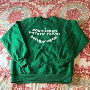 Green Vintage Jerzees Ski Sweatshirt Wintergreen Virginia Size S/M